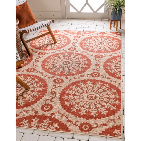 Rug Unique Loom Outdoor Botanical Terracotta Rectangular 3' 3 x 5' 0