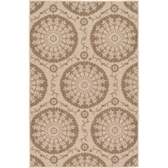 Rug Unique Loom Outdoor Botanical Brown Rectangular 3' 3 x 5' 0