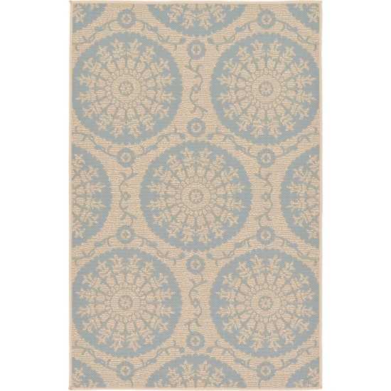 Rug Unique Loom Outdoor Botanical Light Blue Rectangular 3' 3 x 5' 0