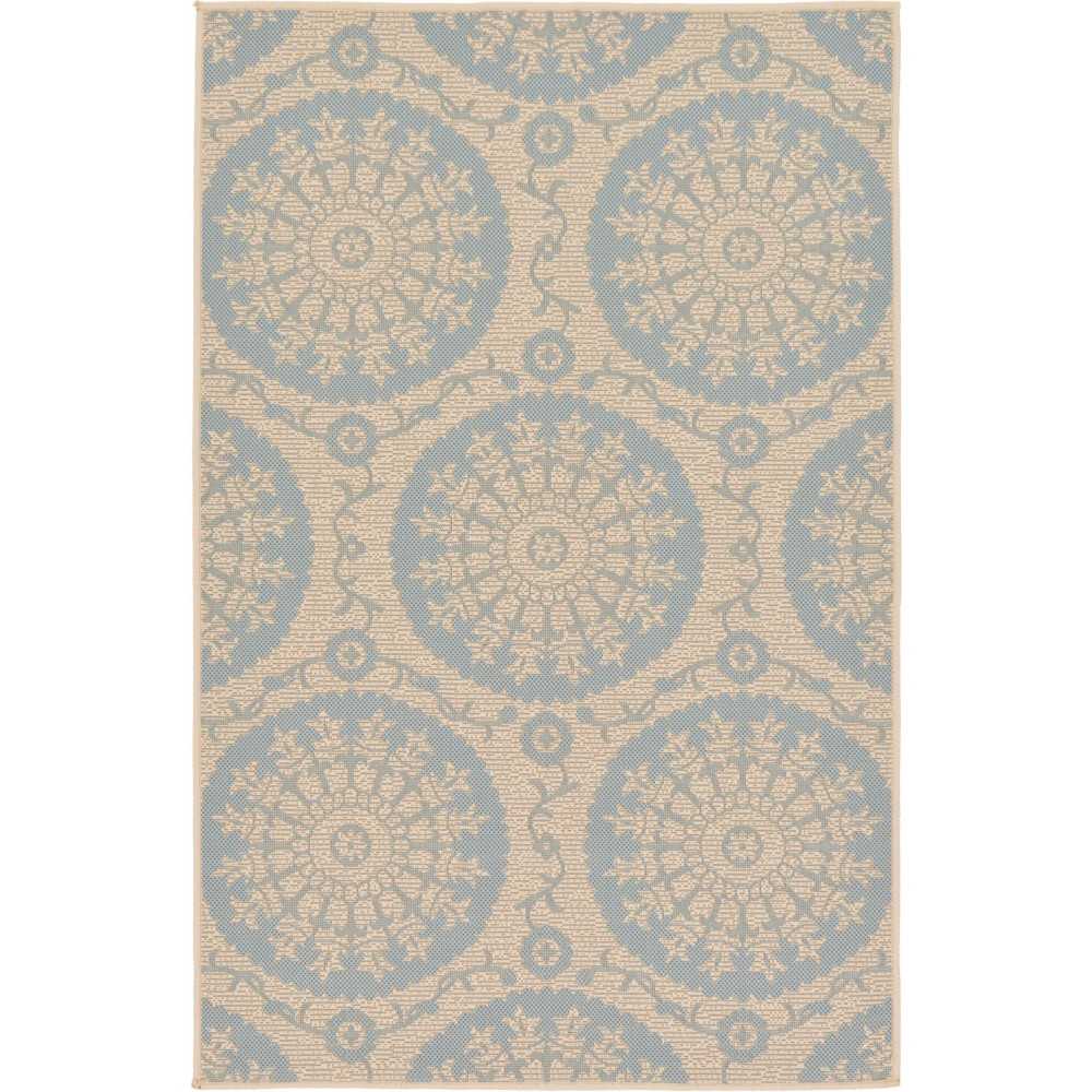 Rug Unique Loom Outdoor Botanical Light Blue Rectangular 3' 3 x 5' 0