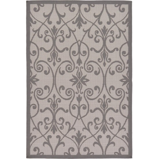 Rug Unique Loom Outdoor Botanical Gray Rectangular 3' 3 x 5' 0