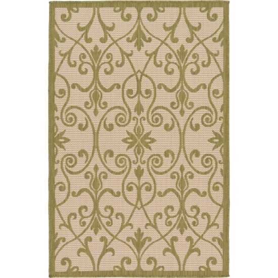 Rug Unique Loom Outdoor Botanical Light Green Rectangular 3' 3 x 5' 0