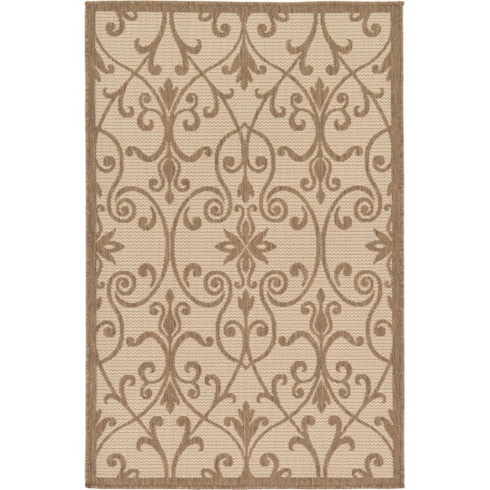 Rug Unique Loom Outdoor Botanical Brown Rectangular 3' 3 x 5' 0