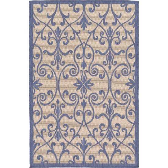 Rug Unique Loom Outdoor Botanical Blue Rectangular 3' 3 x 5' 0