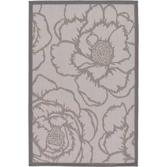 Rug Unique Loom Outdoor Botanical Gray Rectangular 3' 3 x 5' 0