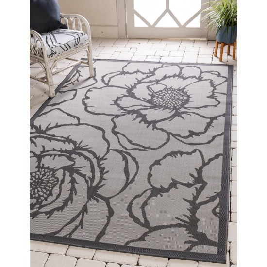 Rug Unique Loom Outdoor Botanical Gray Rectangular 3' 3 x 5' 0