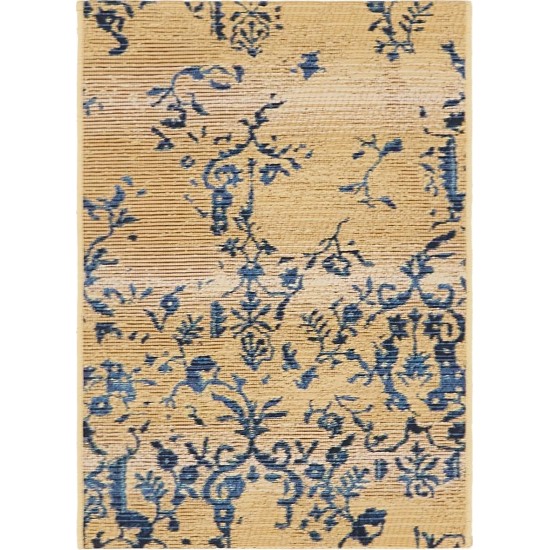 Rug Unique Loom Outdoor Botanical Beige/Blue Rectangular 2' 2 x 3' 0