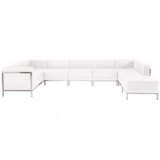 Melrose White LeatherSoft U-Shape Sectional Configuration, 7 Pieces