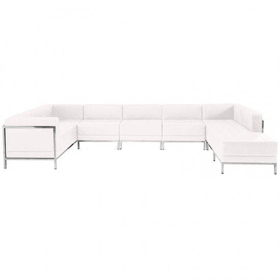 Melrose White LeatherSoft U-Shape Sectional Configuration, 7 Pieces