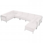 Melrose White LeatherSoft U-Shape Sectional Configuration, 7 Pieces