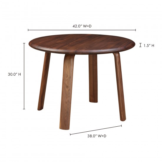 MALIBU ROUND DINING TABLE WALNUT