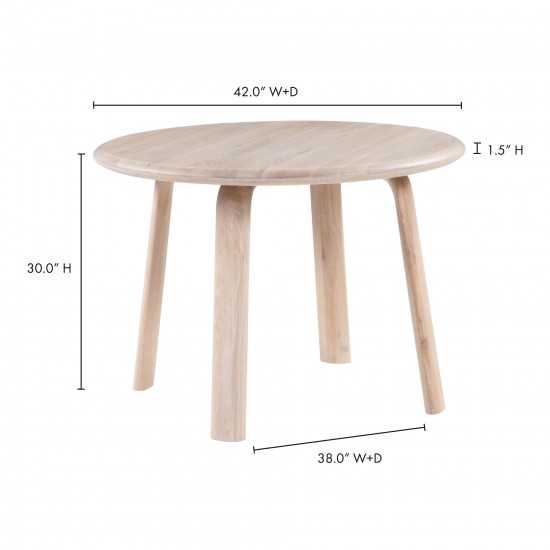 MALIBU ROUND DINING TABLE WHITE OAK