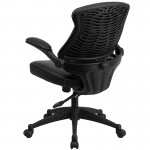 Mid-Back Black LeatherSoft Executive Swivel Ergonomic Office Chair with Back Angle Adjustment and Flip-Up Arms