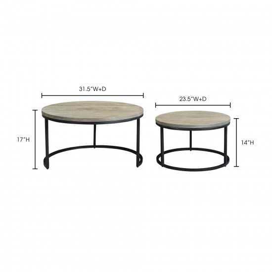 DREY ROUND NESTING COFFEE TABLES SET OF 2