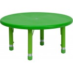 33'' Round Green Plastic Height Adjustable Activity Table