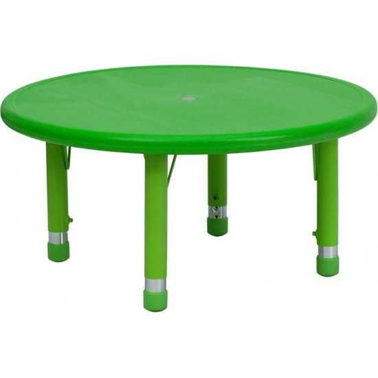 33'' Round Green Plastic Height Adjustable Activity Table