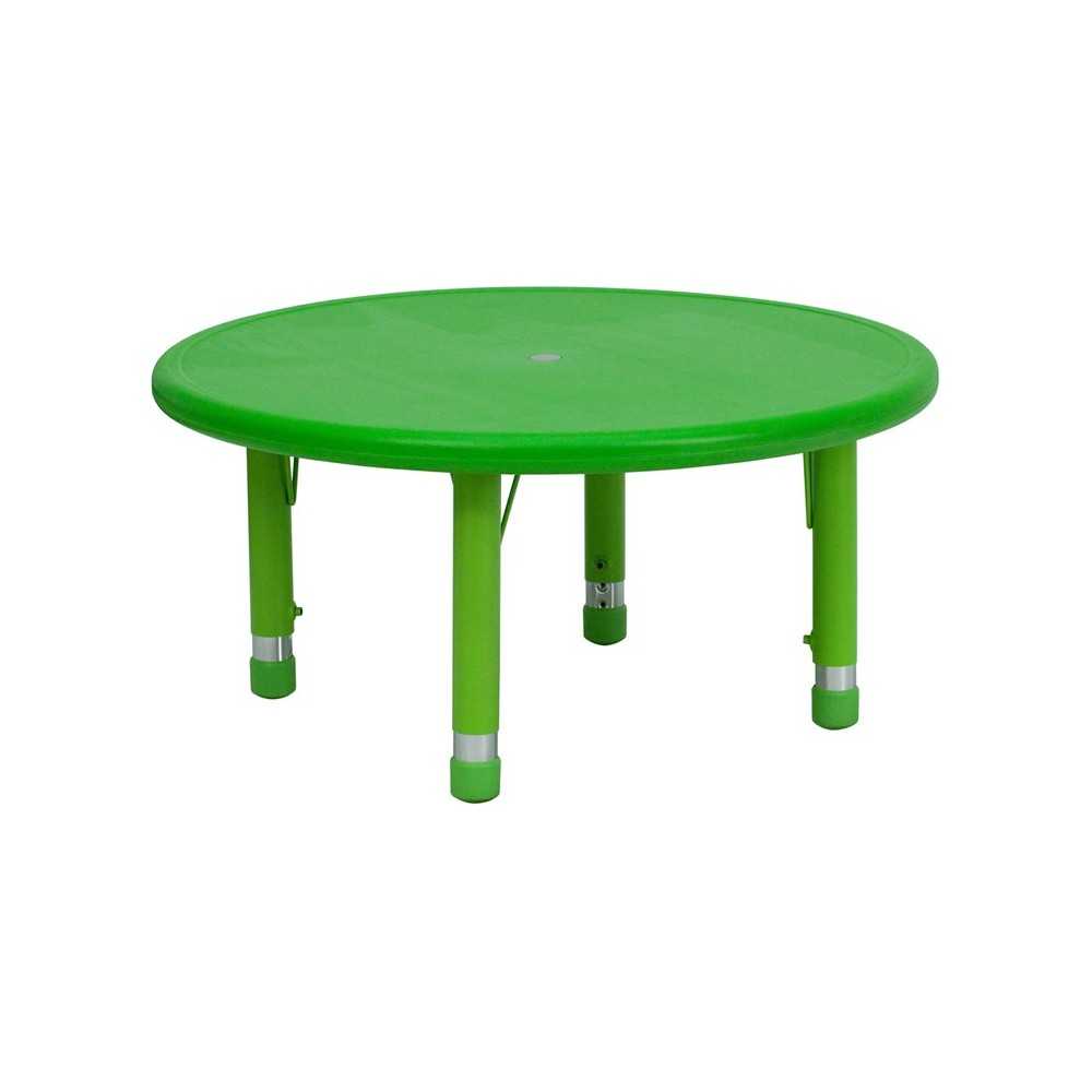 33'' Round Green Plastic Height Adjustable Activity Table