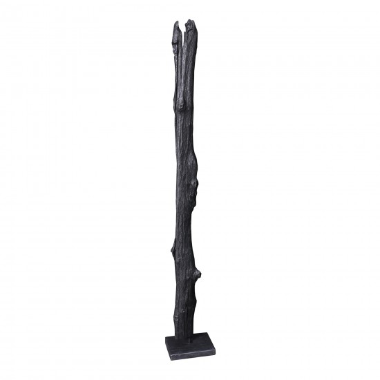 TALL TEAK WOOD SCULPTURE WEATHERED GREY