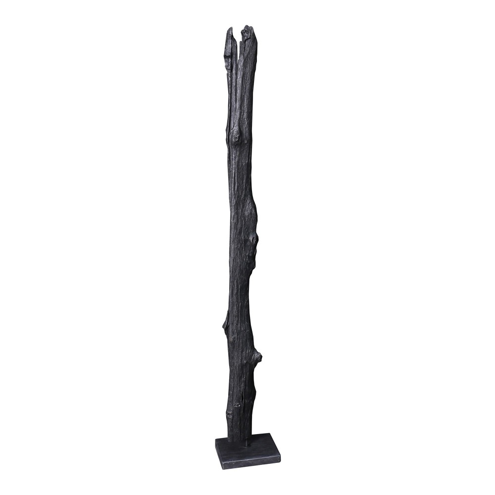 TALL TEAK WOOD SCULPTURE WEATHERED GREY