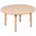 33" Round Natural Plastic Height Adjustable Activity Table Set with 4 Chairs