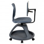 Dark Gray Mobile Desk Chair with 360 Degree Tablet Rotation and Under Seat Storage Cubby