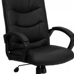 Mid-Back Black LeatherSoft Executive Swivel Office Chair with Three Line Horizontal Stitch Back and Arms