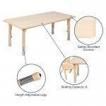 23.625"W x 47.25"L Rectangular Natural Plastic Height Adjustable Activity Table Set with 4 Chairs