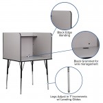 Study Carrel with Adjustable Legs and Top Shelf in Nebula Grey Finish