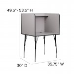 Study Carrel with Adjustable Legs and Top Shelf in Nebula Grey Finish