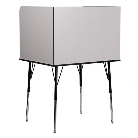 Study Carrel with Adjustable Legs and Top Shelf in Nebula Grey Finish