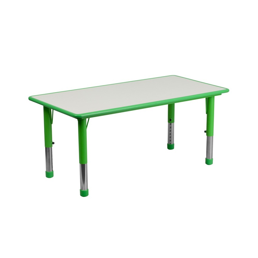 23.625''W x 47.25''L Rectangular Green Plastic Height Adjustable Activity Table with Grey Top