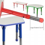 23.625''W x 47.25''L Rectangular Red Plastic Height Adjustable Activity Table with Grey Top