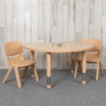 25.125"W x 35.5"L Crescent Natural Plastic Height Adjustable Activity Table Set with 2 Chairs