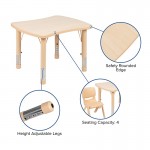 21.875"W x 26.625"L Rectangular Natural Plastic Height Adjustable Activity Table Set with 2 Chairs