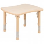 21.875"W x 26.625"L Rectangular Natural Plastic Height Adjustable Activity Table Set with 2 Chairs