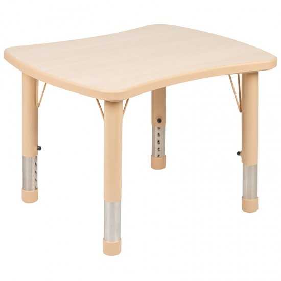 21.875"W x 26.625"L Rectangular Natural Plastic Height Adjustable Activity Table Set with 4 Chairs