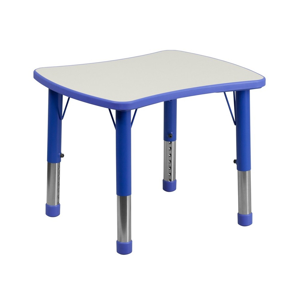 21.875''W x 26.625''L Rectangular Blue Plastic Height Adjustable Activity Table with Grey Top