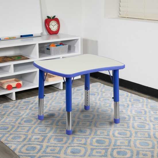 21.875''W x 26.625''L Rectangular Blue Plastic Height Adjustable Activity Table with Grey Top