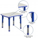 21.875''W x 26.625''L Rectangular Blue Plastic Height Adjustable Activity Table with Grey Top