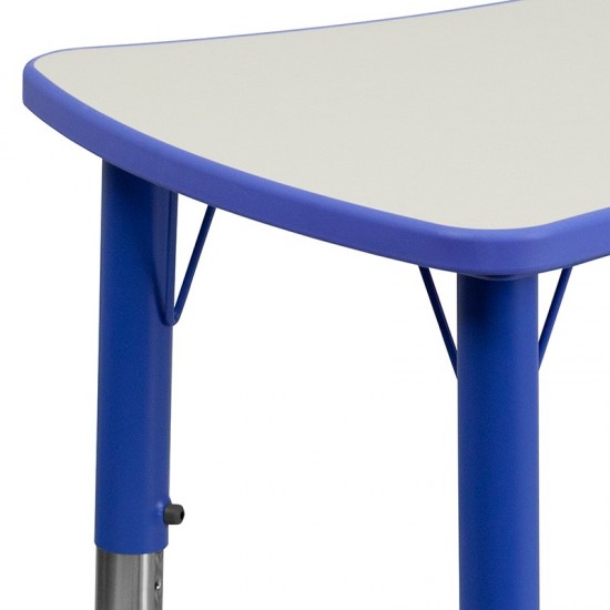 21.875''W x 26.625''L Rectangular Blue Plastic Height Adjustable Activity Table with Grey Top