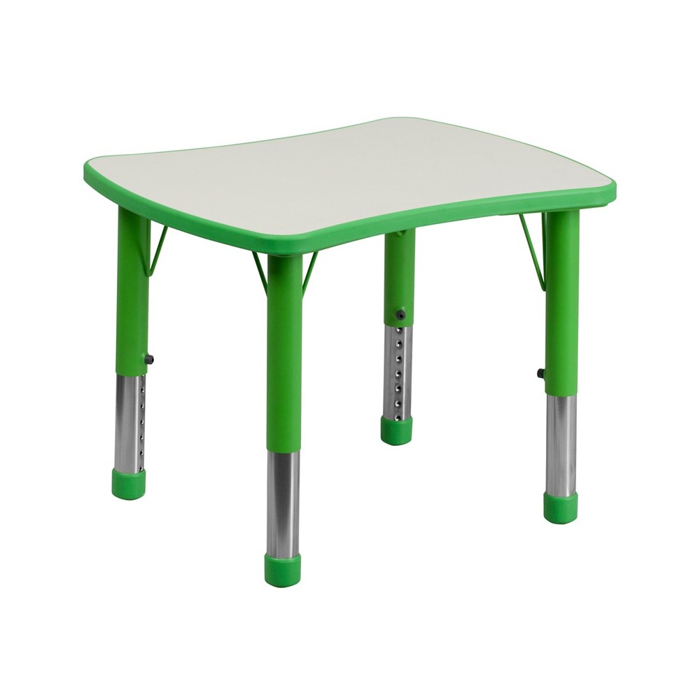 21.875''W x 26.625''L Rectangular Green Plastic Height Adjustable Activity Table with Grey Top