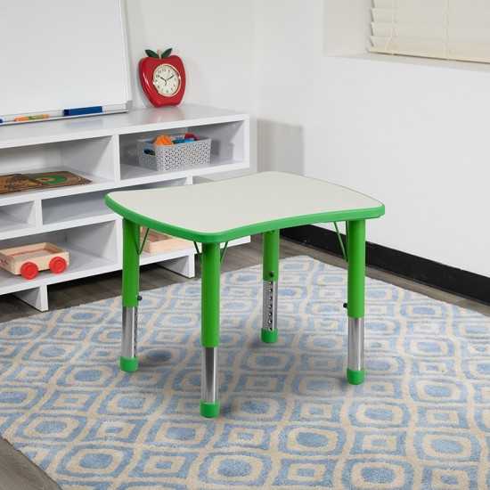 21.875''W x 26.625''L Rectangular Green Plastic Height Adjustable Activity Table with Grey Top