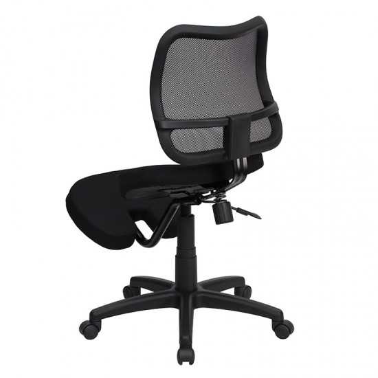 Mobile Ergonomic Kneeling Swivel Task Office Chair with Black Mesh Back and Fabric Seat