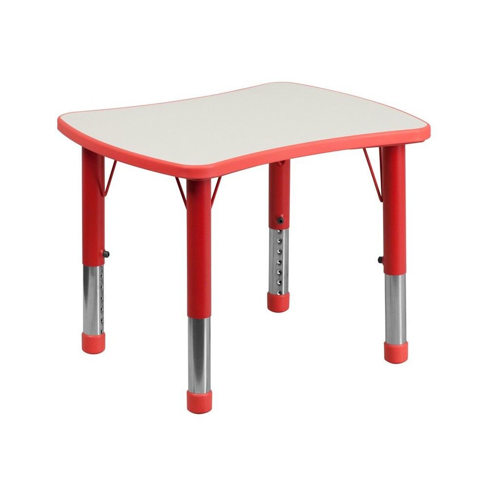 21.875''W x 26.625''L Rectangular Red Plastic Height Adjustable Activity Table with Grey Top