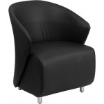 Black LeatherSoft Curved Barrel Back Lounge Chair