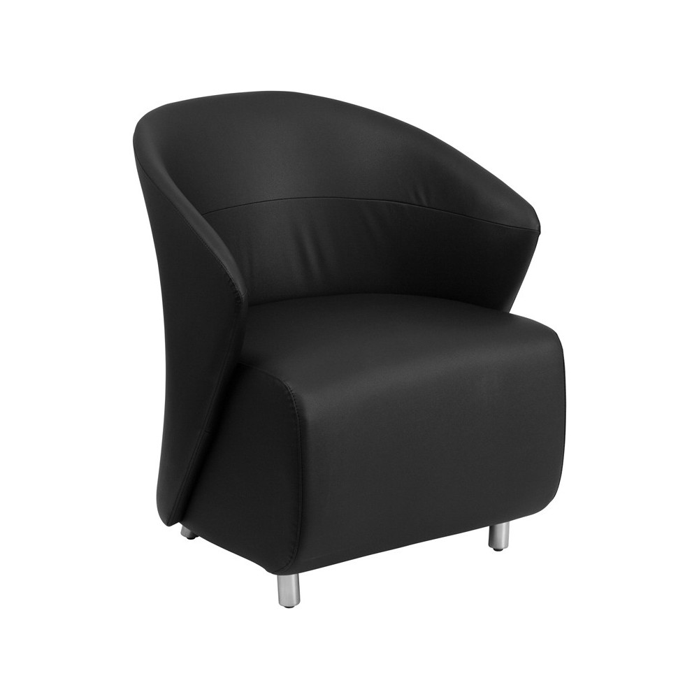 Black LeatherSoft Curved Barrel Back Lounge Chair