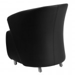 Black LeatherSoft Curved Barrel Back Lounge Chair