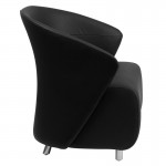 Black LeatherSoft Curved Barrel Back Lounge Chair