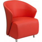 Red LeatherSoft Curved Barrel Back Lounge Chair