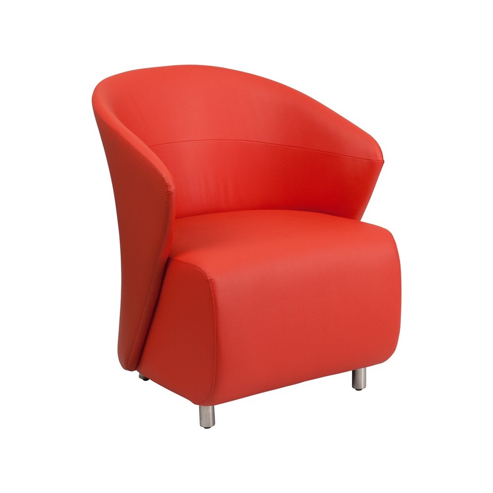 Red Leathersoft Curved Barrel Back Lounge Chair 
